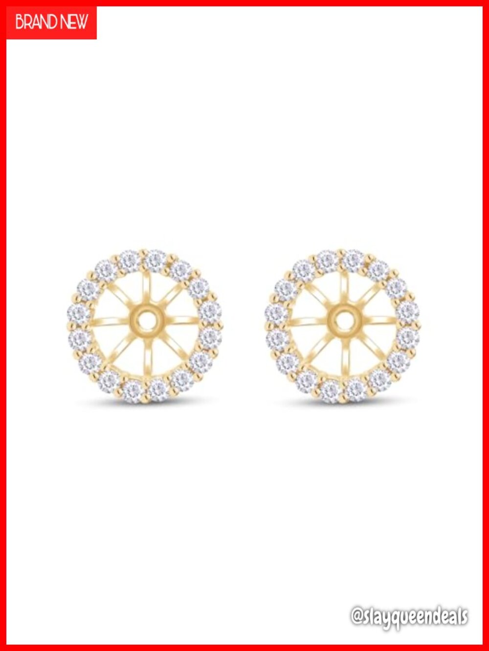 Halo Earring Jackets for 7MM Round Studs 14k Yellow Gold Over Sterling Silver